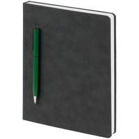 Ежедневник Magnet Chrome с ручкой, серый с зеленым